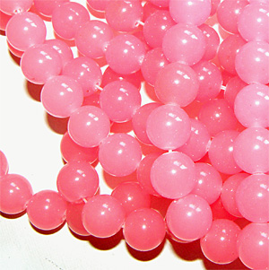 Malaysian jade hot pink slät rund 12 mm