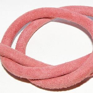 Äkta mocka med infälld söm mörkrosa 5 mm