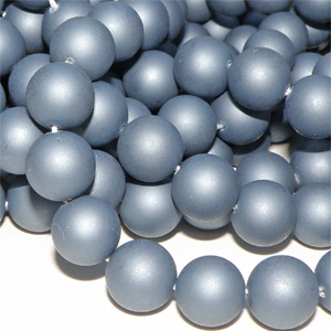 Snäckskalspärla frostad färgad gråblå rund 10 mm