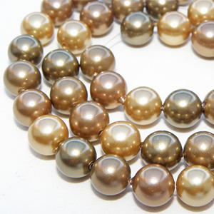 South sea shell pärla mix ”Khaki” slät rund 6 mm