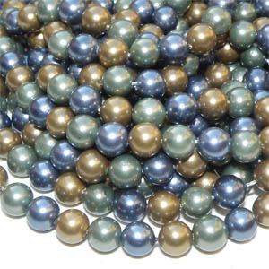 South Sea shell pärla mix blå/grön/brons slät rund 6 mm