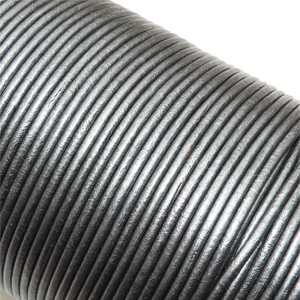 Äkta lädersnöre metallic ”Graphite” 1 mm