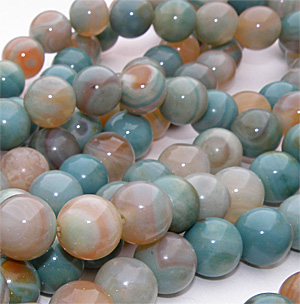 Färgad agat turkos/beige slät rund 12 mm