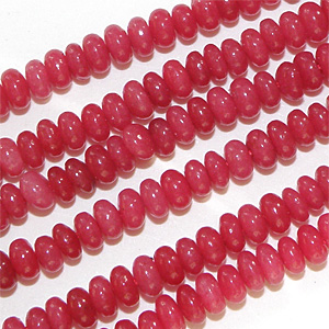 Färgad jade slät rondell fuchsia 4×2 mm