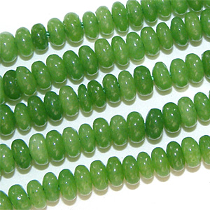 Färgad jade slät rondell grön 4×2 mm