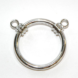Silverfärgad rund connectorring med 2 öglor 29×33 mm