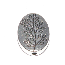 Silverfärgad mellandel oval med trädmotiv 14×10 mm