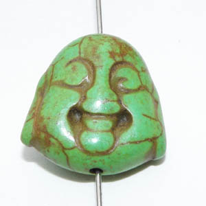 Syntetisk turkos skrattande Buddha grön 20×19 mm