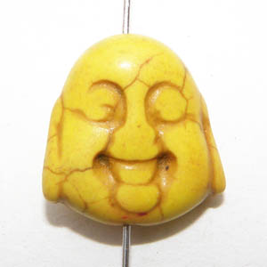 Syntetisk turkos skrattande Buddha gul 20×19 mm