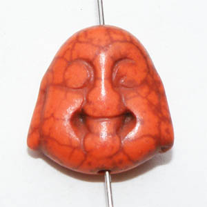 Syntetisk turkos skrattande Buddha orange 20×19 mm