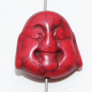 Syntetisk turkos skrattande Buddha röd 20×19 mm