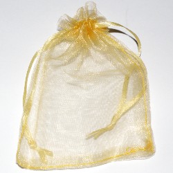 Smyckespåse organza gul 12×9 cm