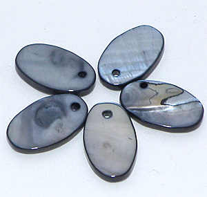 Snäckskal midnattsblå oval med hål 14×10 mm
