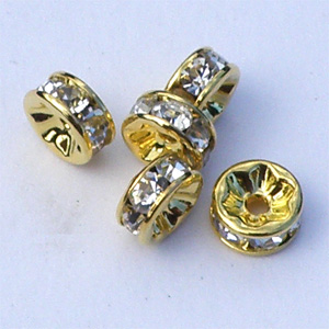 Strassrondell guld-kristall 8 mm