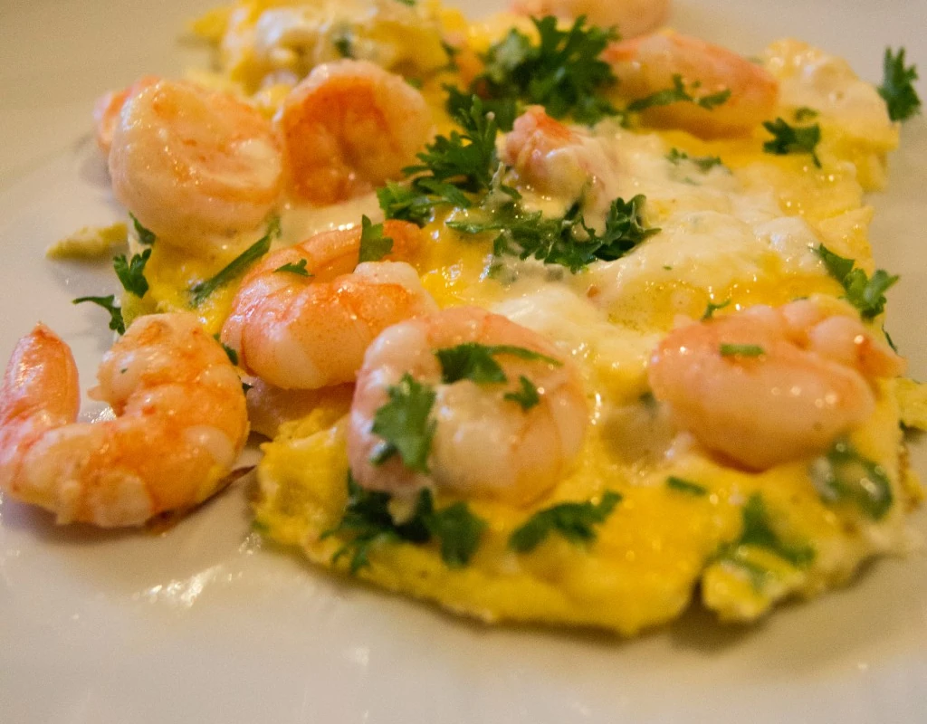 Luxury shrimp omelet