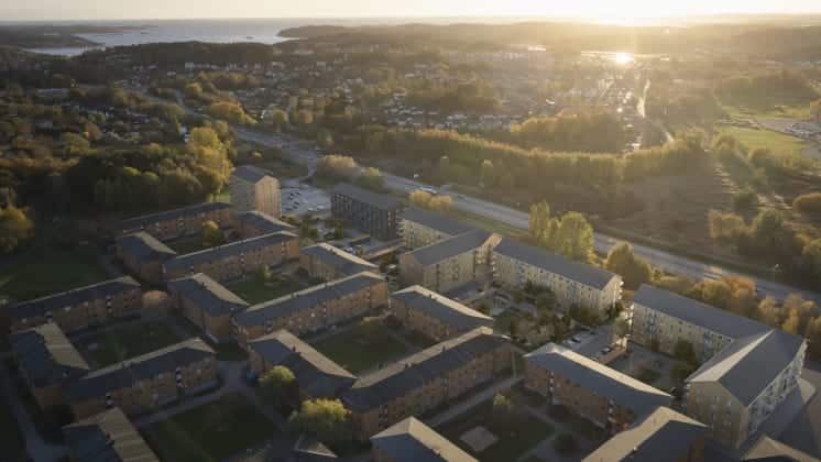 Bild på hållbar arkitektur i Trägården, Askim.