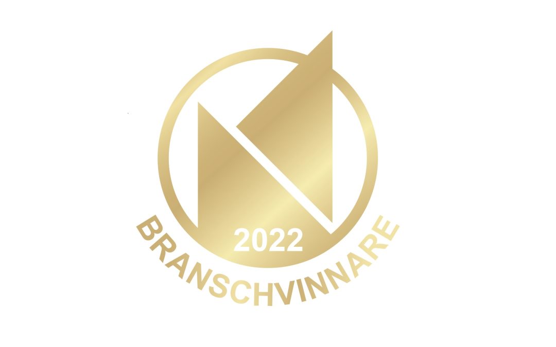 Toppen, vi har fått utmärkelsen Branschvinnare 2022