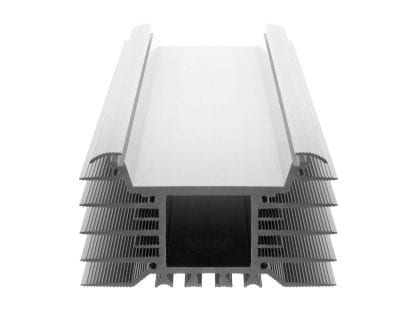 Aluminiowy radiator SVETOCH INDUSTRY jako komponent do opraw LED do użytku z szerokimi modułami LED do oświetlenia przemysłowego, komercyjnego i wewnętrznego w sektorze wewnętrznym i zewnętrznym