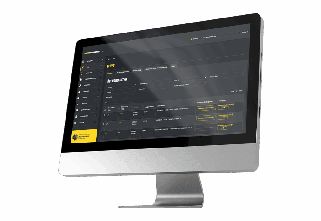 Digitalt intyg i Svetskoordinatorn