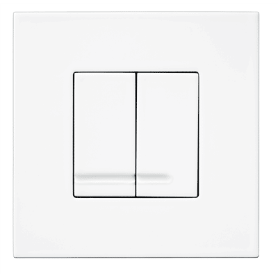 Tryckplatta För Triomont XS med rektangulär spolknapp. Dim 160x160 mm. Finns i olika material och färger. Tillverkad i plast med blankkromad yta.