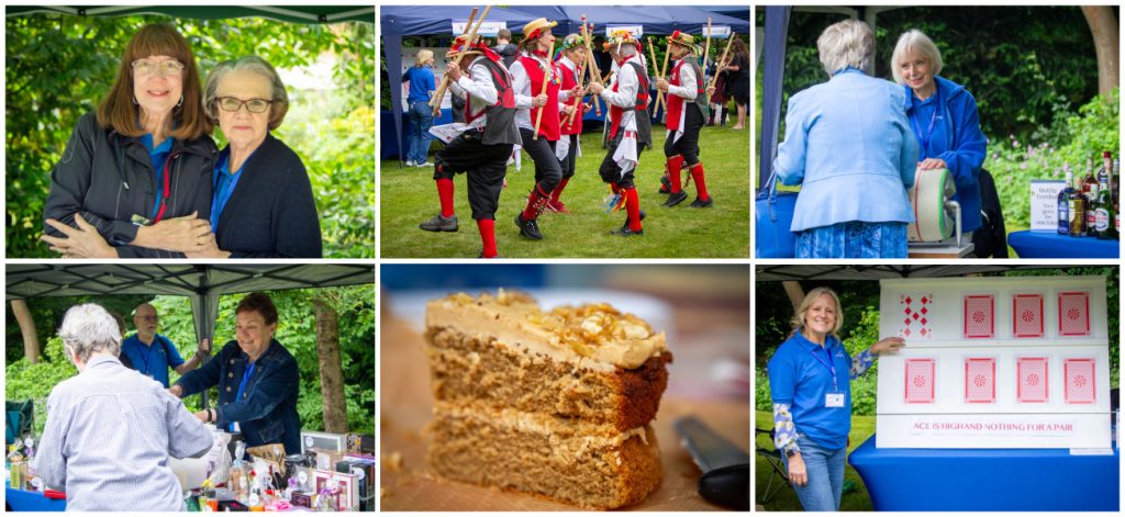 A college of photos from last year's Summer Fete including photos of volunteers, Morris dancers, competitions and cake.