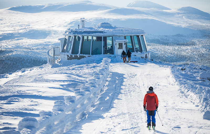 Lofsdalen Skybar med en række whiskyflasker