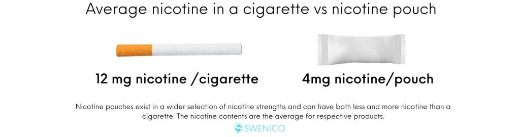 Cigarette vs nicotine pouch nicotine content