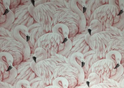 Kinderkamer meisje behangen met roze flamingo behang