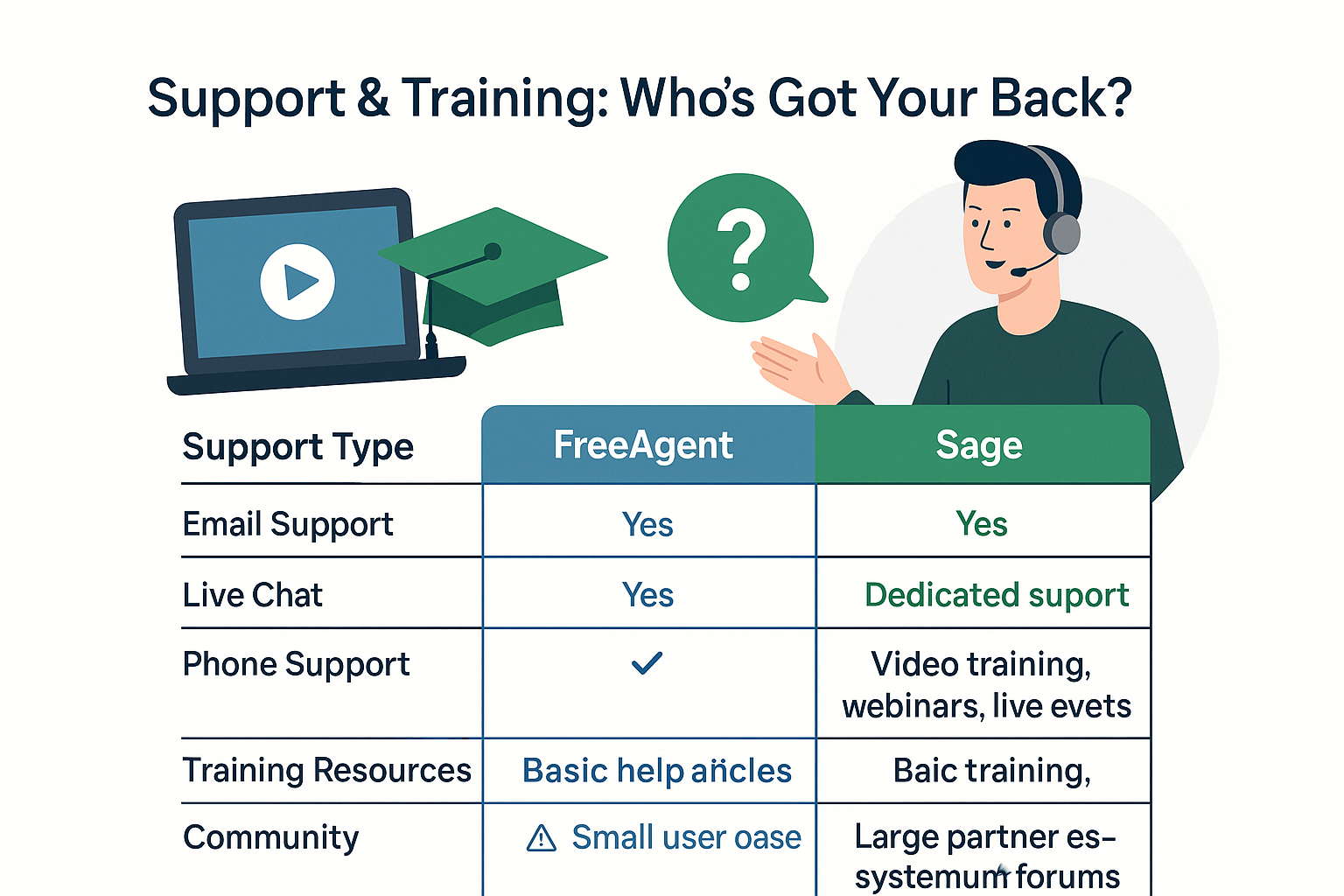 support and training freeagent vs sage