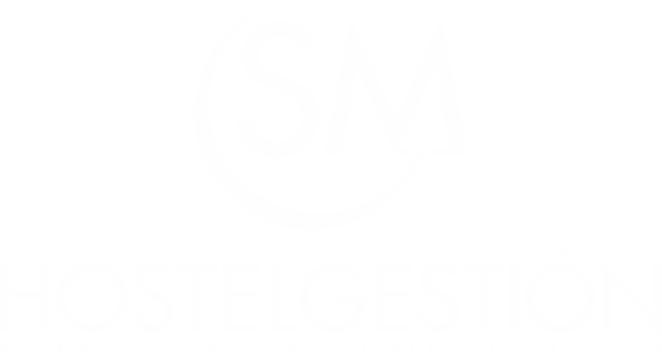 Logo SYM HostelGestión en letras blancas
