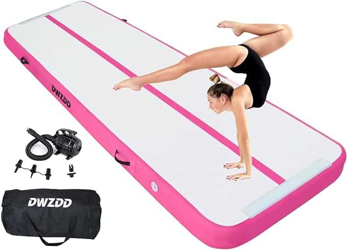 thumbnail interactive-video image 1 of Inflatable Gymnastics Tumbling Track - 13ft Air Mat With Electric Pump For Home Training & Cheerleading 1 of 5