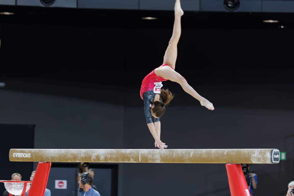 cartwheel activity on balance beam