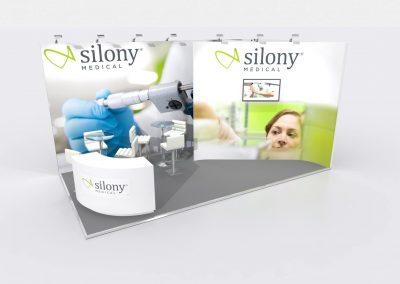 6m x 3m Exhibition Stand Design-Curved Walls Design Branded