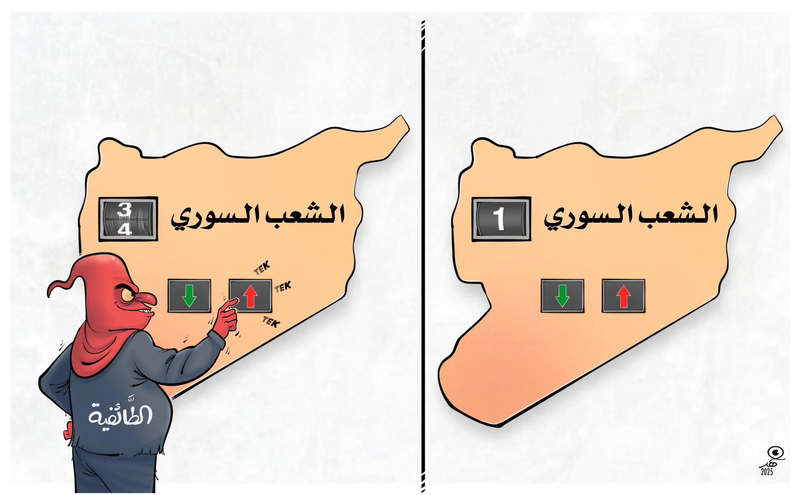 كاريكاتير: الشعب السوري (1) vs الشعب السوري (4-5-6...الخ)