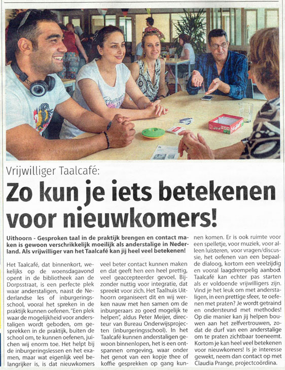 Taalhuis Uithoorn - Nieuwe Meerbode 2019-01-09 Zo kun je iets betekenen voor nieuwkomers!