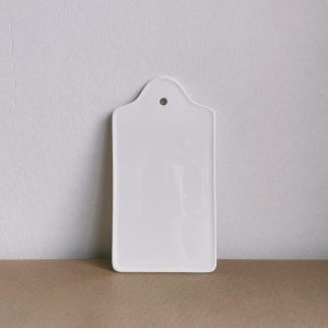 Tag shape porcelain bread board