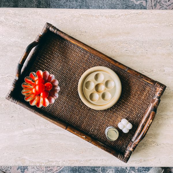 Rattan serving tray