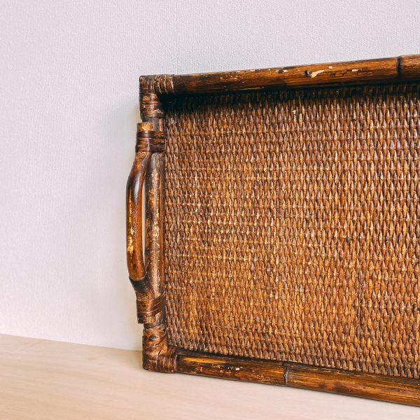 Rattan serving tray