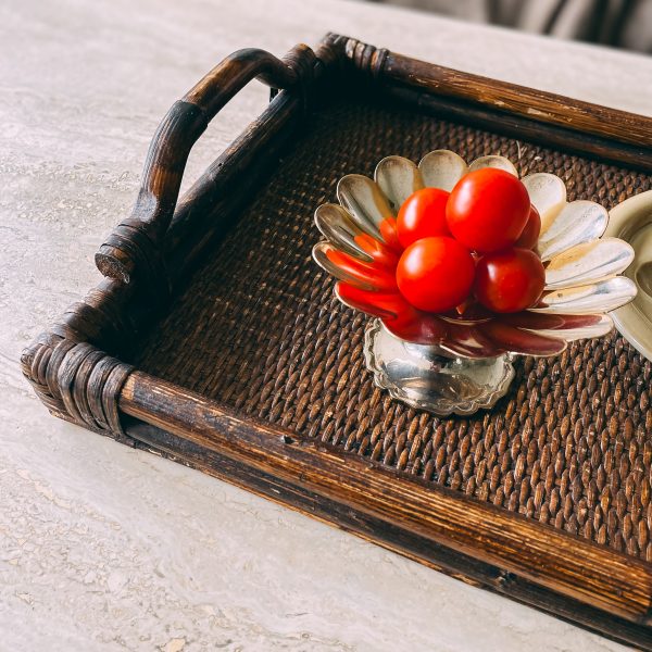 Rattan serving tray