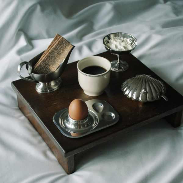 Breakfast in bed - Egg holder on saucer