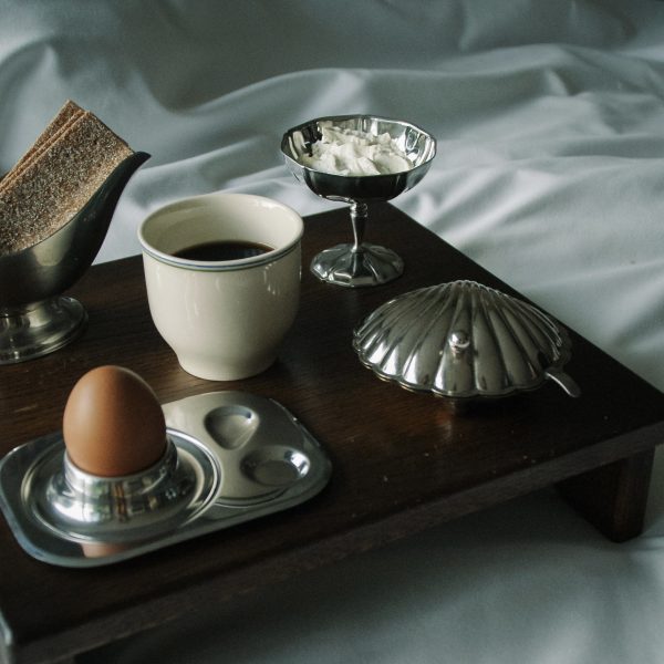 Breakfast in bed - Ice cream cups in stainless steel