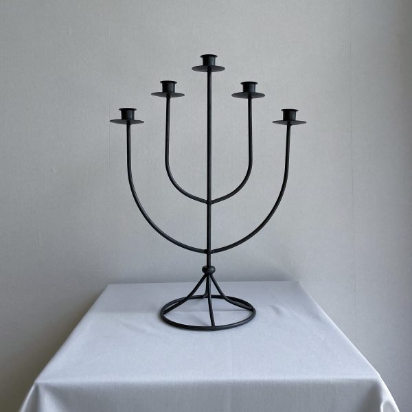 Brutalist wrought iron candle holder