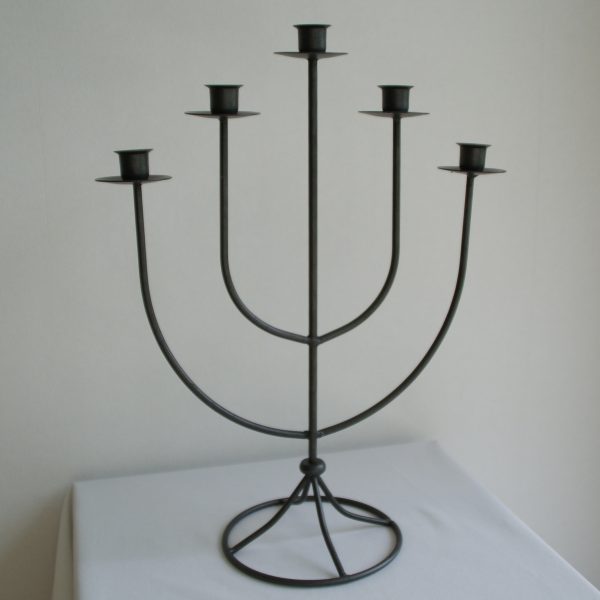 Brutalist wrought iron candle holder