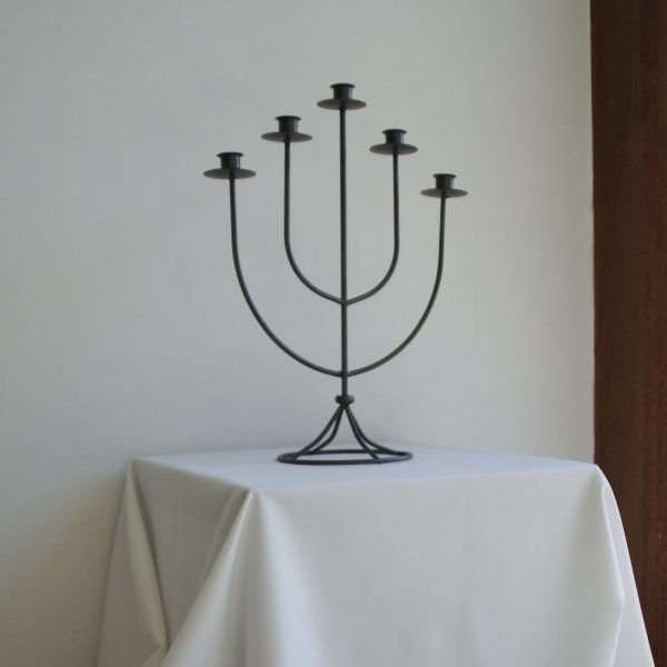 Brutalist wrought iron candle holder