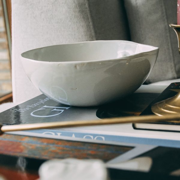 Handmade white ceramic bowl