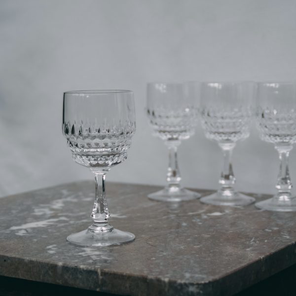 Cut glass wine glasses