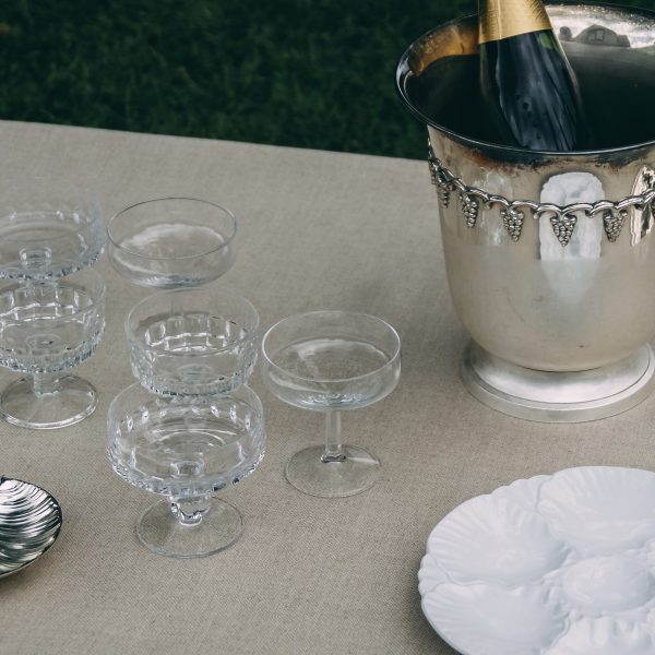 Glass champagne coupes