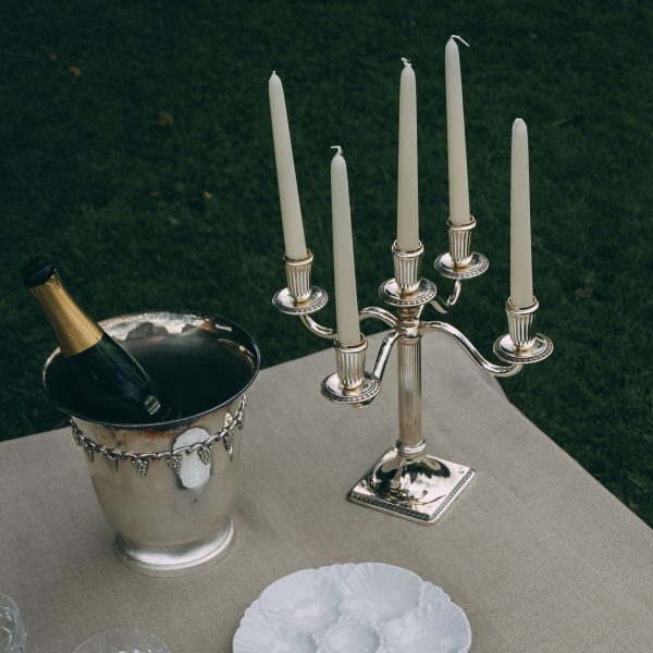 Silver column candelabra