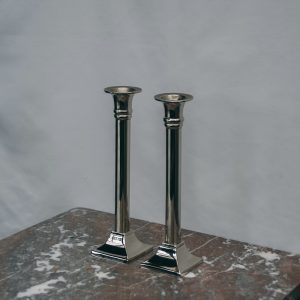 Pair of tapered silver candleholders