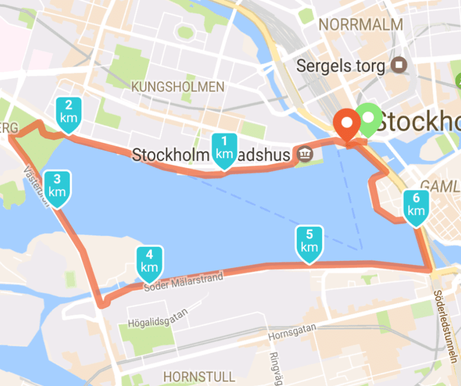 City jogging is a great way to discover a city. One of my favourite routes in Stockholm is around Riddarfjärden.